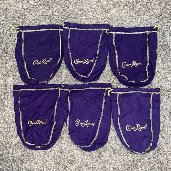 CROWN ROYAL PURPLE BAGS Lot of 6, 750 ml 9 inches Crafts Drawstring - Picture 1 of 4